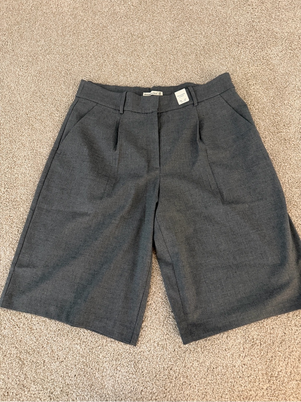 Abercrombie Fitch Gray Pleated Knee Length preppy trouser Shorts Size 32